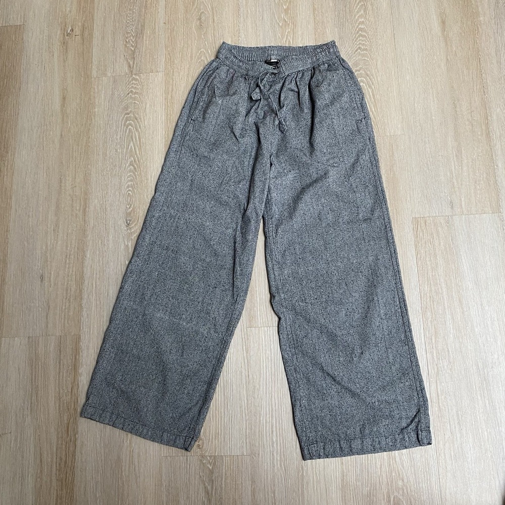Ganeshimal Nepal Hand Woven Cotton Gray Wide Leg Small Tweed Pants  Drawstring
